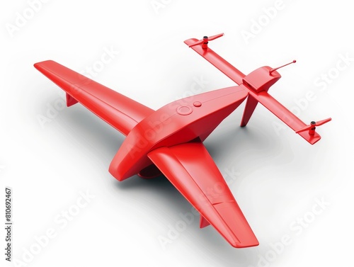 A red toy airplane with a propeller on it.