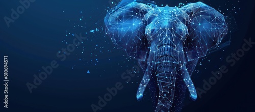Futuristic elephant head Blue background