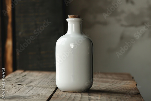 Isolate Luxury elegant white jar in wood floor