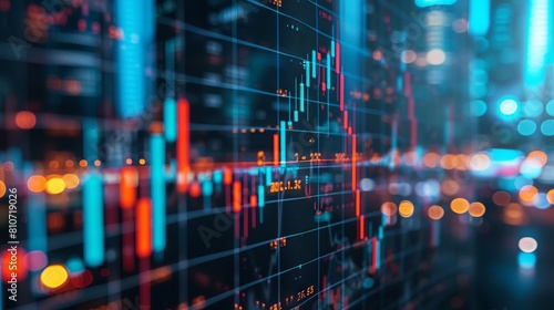 In-depth analysis of market trends: digital graph illustrating fluctuations in stock trading volumes and prices