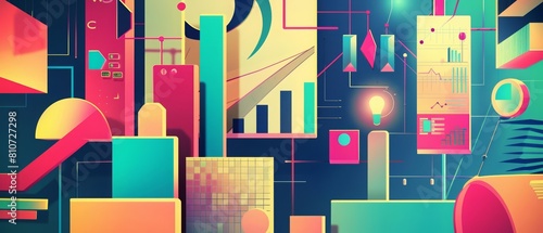 Abstract background of a business innovation workshop in retro color, suitable as an illustration template