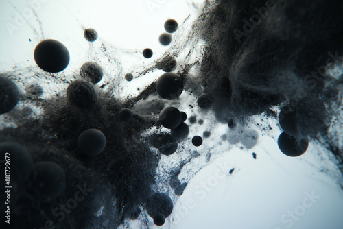 Black mold spores spread closeup background
