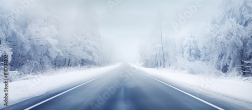 Winter road from a top view perspective with copy space image