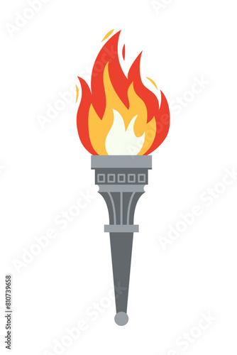 Vector burning flame torch icon isolated on white background. Sport flat style games victory symbol. Winner abstract sign.