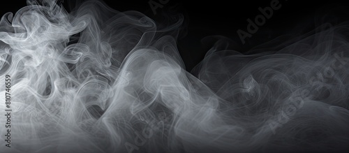 A smoke and powder overlay on a black background creates an isolated white fog with a smoky effect perfect for enhancing photos and artworks Includes copy space image