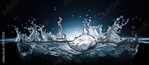 A copy space image of water splashing from a fountain onto a dark background The natural texture of the water creates a high wave effect in the hot summer captured in a close up shot on a sunny day