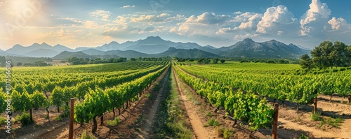 Vineyard in the wine region of the Penedes designation of origin in the province of Barcelona in Catalonia Spain