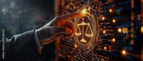 Attorney at law business, legal lawyer providing legal advice for business, with a virtual touchscreen interface displaying a legal rights button 8K , high-resolution, ultra HD,up32K HD