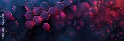 illustrations of Bright glowing purple and blue hexagonal network pattern digital hi tech background.