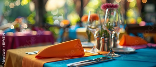 Brightly colored napkins and tablecloths, adding a pop of color to the table 8K , high-resolution, ultra HD,up32K HD