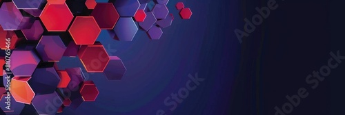 illustrations of Bright glowing purple and blue hexagonal network pattern digital hi tech background.
