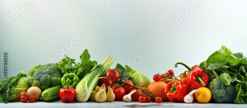 A copy space image showcasing vibrant fresh vegetables against a high contrast light background