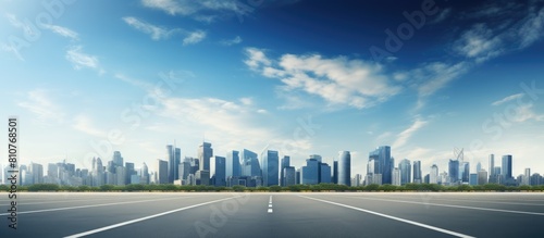 Empty road with panoramic skyline and buildings in the background a copy space image