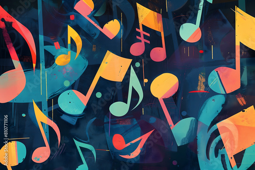 An illustration of colorful musical notes