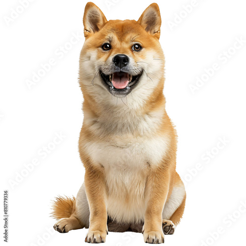 Shiba Inu with a Mischievous Smile die cut PNG Style Isolated on White and Transparent Background
