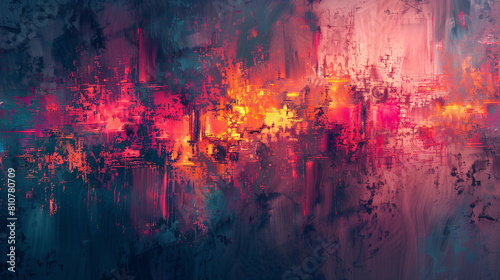 Abstract colorful background with grunge brush strokes and paint splashes.