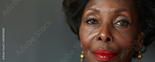 Closeup portrait of a glamorous African American woman in her 60s