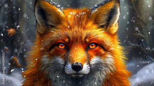 A beautiful red fox stares at you with its big, round, orange eyes