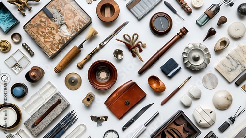 A variety of items photographed from unique perspectives against a clean white surface, showcasing the artistry of exploring different vantage points.