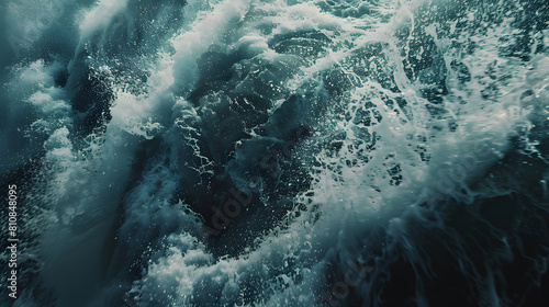 Detalle primer plano de océano y mar en mal tiempo olas grandes temporal