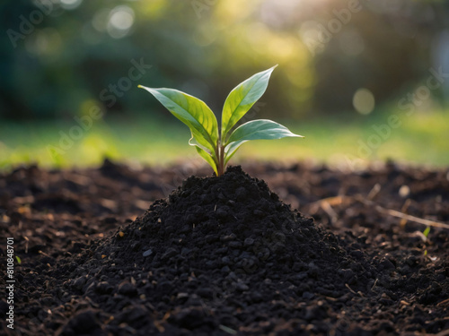 Carbon-Rich Soil, Pile of Biochar in Garden Enhancing Agricultural Productivity