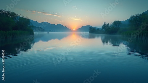 Picture a tranquil lake at dusk, reflecting the fading colors of the sunset.