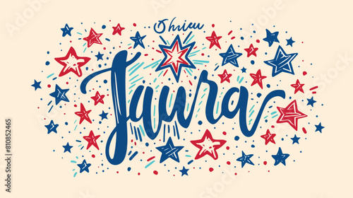 4th July holiday lettering handwritten with elegant c