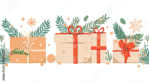 Christmas present design. Winter holiday gift box dec