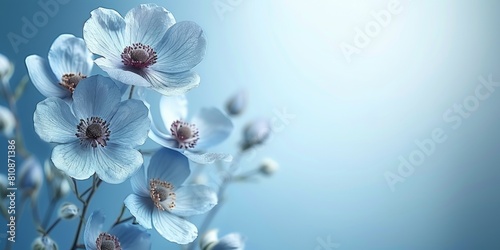 Blue flowers on a light blue background.