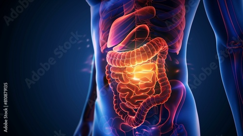 Abdominal pain concept highlighted small intestine