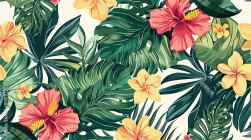 Floral seamless pattern with flowers and plants in li