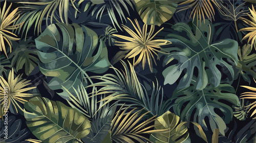 Gorgeous botanical seamless pattern with tropical fol