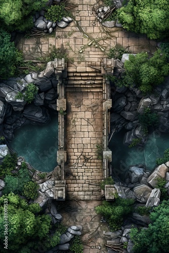 DnD Battlemap bridge, doors, broken, opened, exploration, adventure