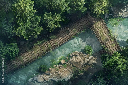 DnD Battlemap fantasy, battlemap, broken, bridge, setting, map