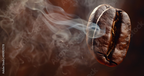 coffee bean with smoke rising from it