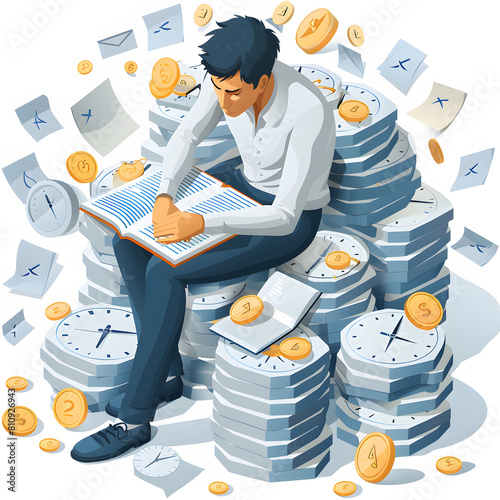 Individual breaking tasks into smaller, more manageable chunks to make them less overwhelming and avoid procrastination isolated on white background, isometry, png 