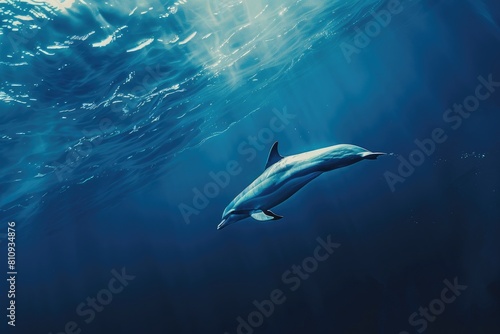 Dolphin Swimming Underwater in the Ocean