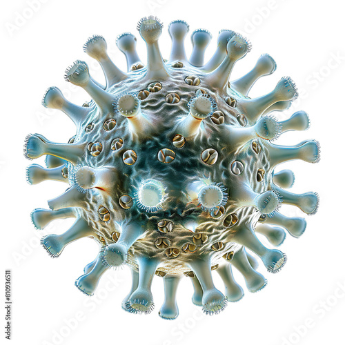 Front view of a single bacterial endospore isolated on a white transparent background