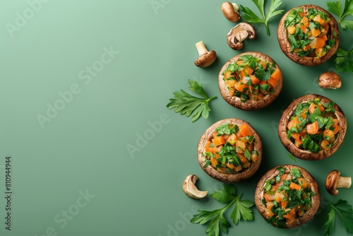 Group of Mushrooms Sprouting on Green Surface