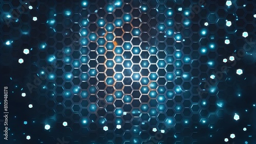 Abstract background hexagon pattern with glowing lights.