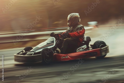 A karting course with cars, turns and finish lines - Generative AI. Beautiful simple AI generated image in 4K, unique.