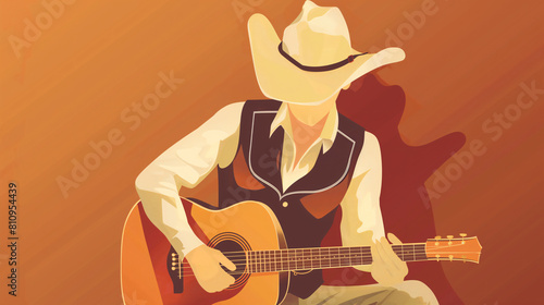 Illustration of cowboy with guitar