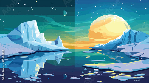 North pole Arctic find differences game Vector style