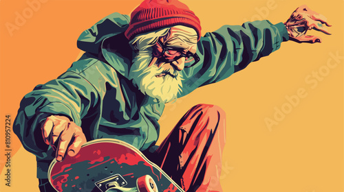 old man with skateboard Vector style vector design illustration