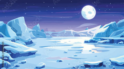 North pole Arctic Cartoon landscape collection Vector
