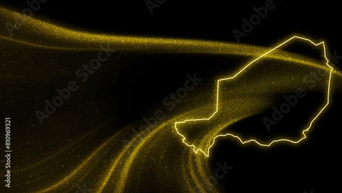 Map niger gold glitter map dark background