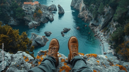 Amazing view of the Mediterranean Sea from a cliff.