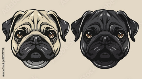 pug dog head mascot vector Vector style 