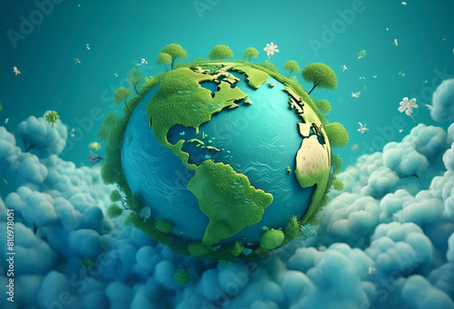 Pianeta verde tridimensionale, concetto di di un mondo "green"