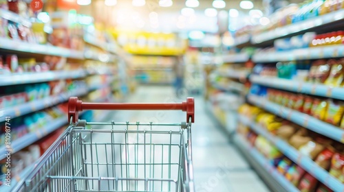 Explore the nuanced concept of consumer choices with this image featuring a half-empty shopping cart